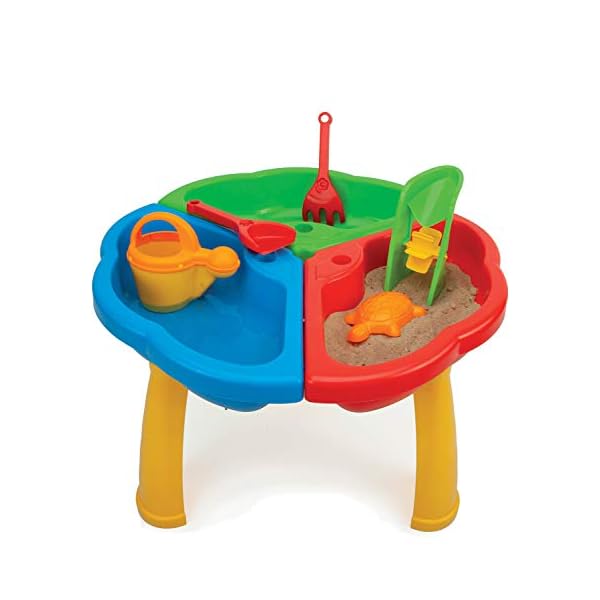 Wader 72000 - Spieltisch für Sand und Wasser mit Gießkanne, Schaufel, Rechen, Sandmühle und Sandform, 6-teilig, ab 12 Monaten, ideal für Garten, Sandkasten, Strand oder als Geschenk