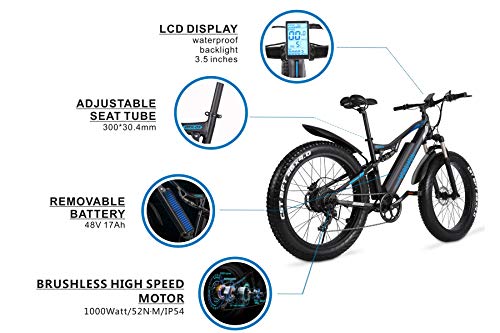 VOZCVOX Electric Bike,Electric Mountain Bike With 26" Fat Tire,Ebike with 48V 17AH Removable Lito-Battery,LCD Waterproof Display,Full Suspension,Shimano 7 Speed - Image 7
