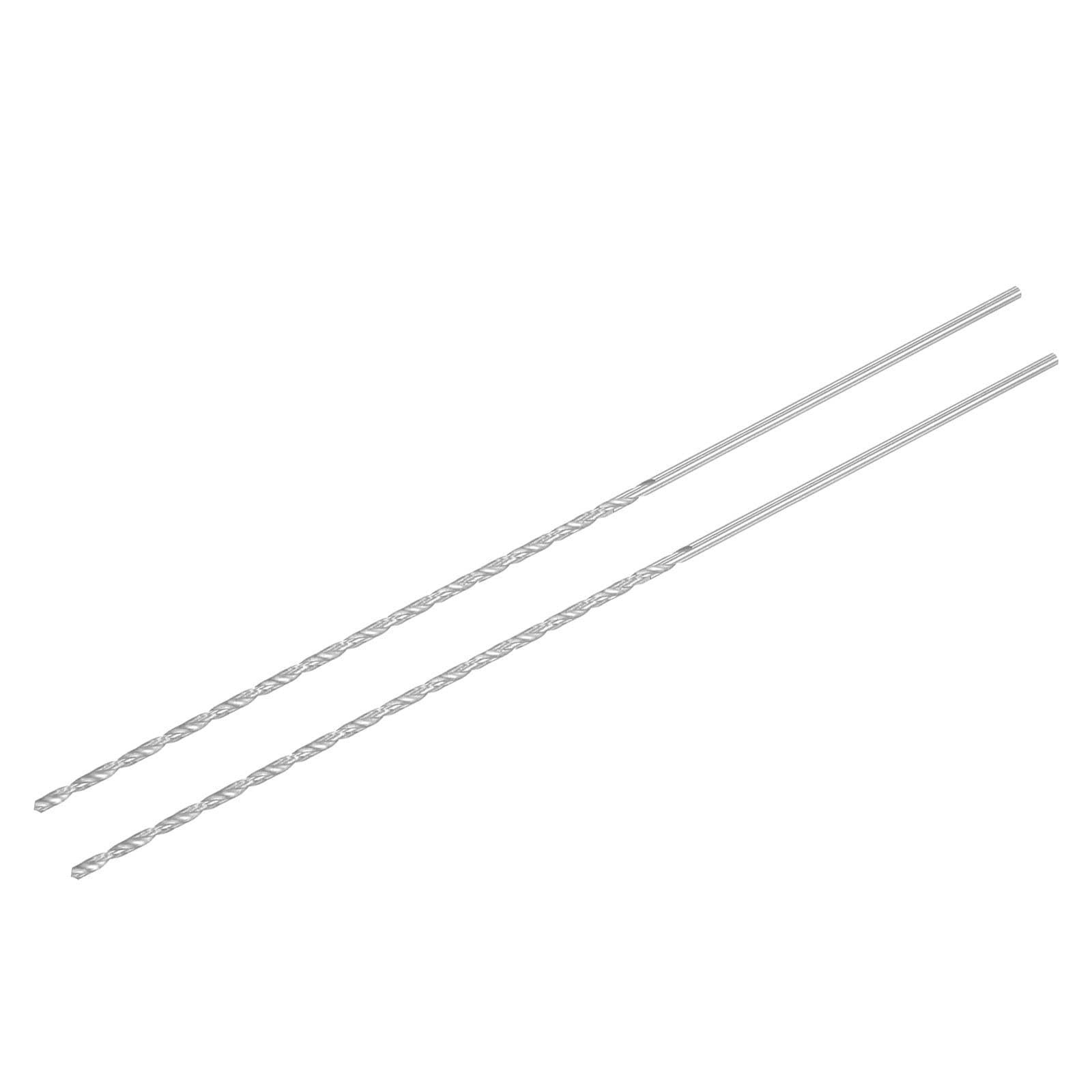 TA-VIGOR 2Pcs 2.5mm Extra Long Twist Drill Bits, 250mm Length High-Speed Steel HSS Straight Shank Spiral Drill Bits for Wood Metal Aluminum Plastic