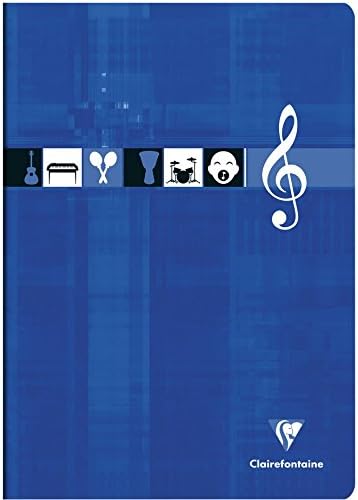 Clairefontaine 63117AMZC Set of 2 Stapled Music and Song Notebooks A4 21x29.7- 48 Large Square + Ruled Pages, 90g Paper