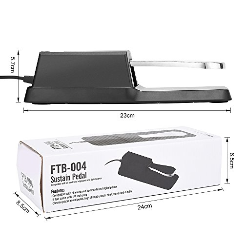 Universal Sustain Pedal with Polarity Switch Design and 1/4 Input Jack Compatible with Any Electronic Keyboard - Thumbnail 6