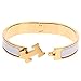 AMESON H-shaped Buckle Bracelet Bangle for Women (White-Gold)