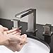 Waterfall Stainless Steel Two Handle Three Hole Widespread Bathroom Faucet, Brushed Nickel Bathroom Sink Faucet With Hoses