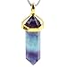 SUNYIK Fluorite Stone Gemstone Six Pyramid Column Bead Pendant Silver Fluorite