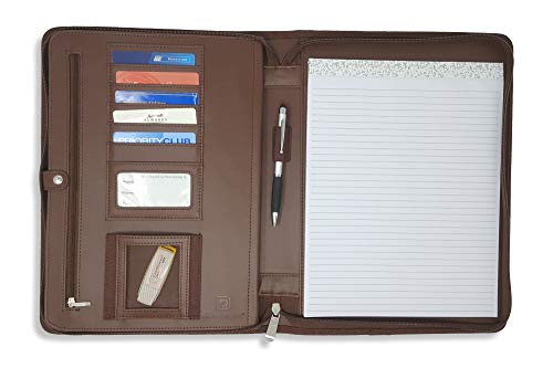 Zippered PU Leather Business Portfolio Padfolio - Professional Light Brown Faux Leather Portfolio Binder & Organizer Folder with 10.5 Inch Tablet Sleeve by Lautus Designs - Thumbnail 6