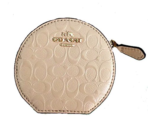 coach signature debased cream patent leather coin purse