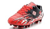 Dream Pairs 151027 Boy's Athletic Lace Up Outdoor/Indoor Light Weight Running Fashion Soccer Shoes (Toddler/Little Kid/Big Kid) RED-BLACK-WHT SIZE 3