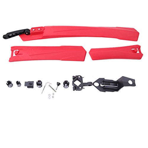 GUAngqi Bicycle Fender Set Front Rear Quick Release Cycling Bicycle Fenders Wings Stand Rack Mud Guard Accessories,red