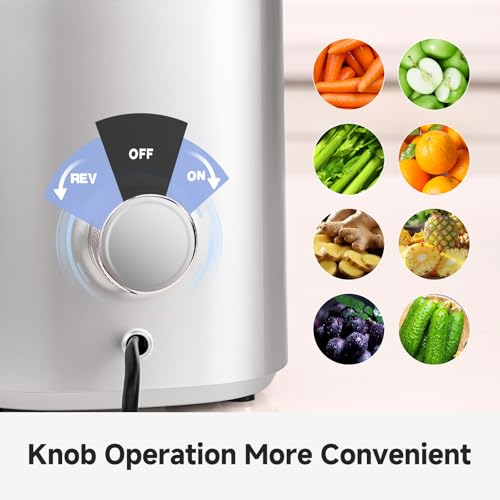 AMZCHEF Automatic Cold Press Juicer Machines 250W Liberate Your Hands -135MM Opening and 2L Capacity Slow Juicers for Whole Fruit and Vegetable