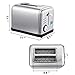 TILON 2 Slice Kitchen Stainless Steel Toaster with Bagel Defrost and 6 Shade Settings Extra Wide Slot/Removable Crumb Tray/Blue LCD Timer Display