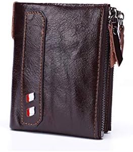 CHAOXIA RFID Blocking Wallets for Men Leather Wallet with Zipper Coin Pocke Men's Wallets Credit Card Holder Purse (Brown)