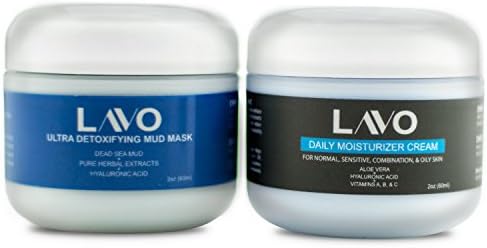 Moisturizer for Face &amp; Dead Sea Mud Mask by LAVO (2 Pack Gift Set - Black Friday and Cyber Monday) - for Oily Skin, Acne Prone Skin Types - Facial Cream and and Women