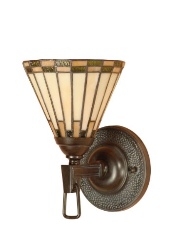 Dale Tiffany TW100733 Gustav Wall Sconce Light, Mica Bronze and Art Glass Shade