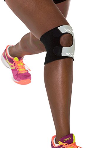 Body Helix Adjustable Knee Compression Wrap/Sleeve – Adjustable compression and comfort to the knee and collateral ligaments (MCL, LCL) without pressure on the patella; Silver, Medium