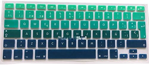 Silicone Eu/Uk Spanish Gradient Black Colors Keyboard Cover Stickers Protector for Macbook A1278 A1425 A1369 A1466 A1398 A1286,Green