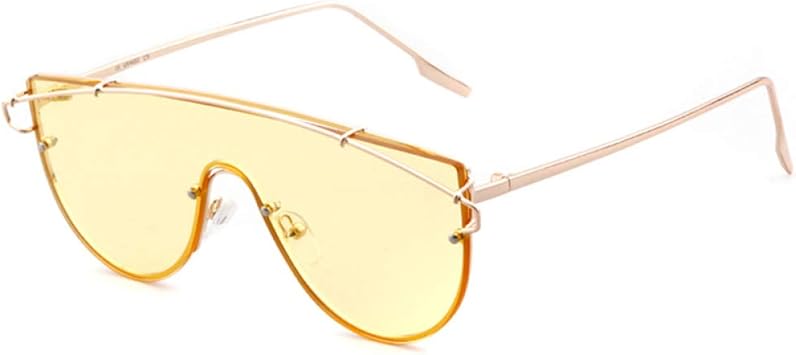 Amazon Co Jp Xhuliwq サングラス女性縁なしメガネフレーム黄色レンズ特大女性サングラスサングラス Sports