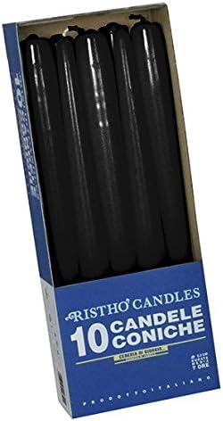 CERERIA di Giorgio risthò Cone for Candlestick, Wax Candles, Black, 2.2 X 25 CM, 10 units