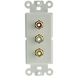 Decora Wall Plate Insert, White, 3 RCA Couplers (Red/White/Yellow), RCA Female