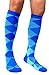 Compression Socks (1 pair) for Women & Men - Easywear Series - Best Graduated Athletic Fit for Running, Nurses, Flight Travel, & Maternity Pregnancy - Boost Stamina & Recovery (Blue Argyle, L/XL)