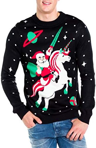 Mens Santa Unicorn Christmas Sweater 