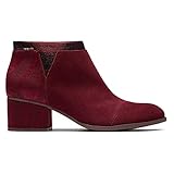 TOMS Women's Loren Booties Burgundy Suede/Textured 7.5