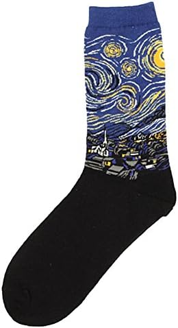 Pinksee Women's Famous Painting Art Printed Casual Cotton Sport Crew Socks (Star ) One Size