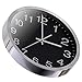 SIN&MI Wall Clock Metal Frame Glass Cover Non-Ticking Number Quartz Wall Clock 12inch Modern Quartz Design Decorative Indoor/Kitchen Black