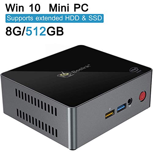 Mini PC Windows 10 Pro, Beelink J45 Intel Apollo Lake J4205 Processor 8GB / 512GB M.2 SSD, Supports 2.5” HDD & SSD/4K/Dual HDMI/Dual WiFi/Gigabit Ethernet/Fan