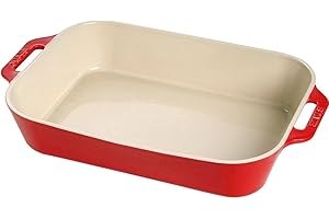 STAUB Glass Enamel Ceramic Rectangular Oven Dish, Casserole Dish - Microwave & Freezer Safe - 13" x 9", X-Large, Red