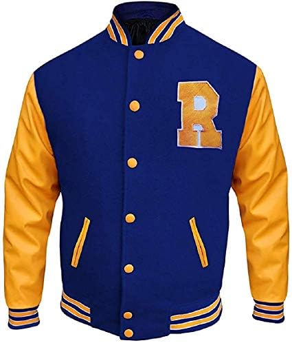 Men's Riverdale KJ APA Archie Andrews BlueYellow Wool + Leather Jacket