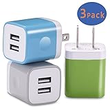 X-EDITION USB Wall Charger,3-Pack 2.1A Dual Port USB Power Adapter Wall Charger Plug Charging Block Cube for iPhone 8/7/6 Plus/X, iPad, Samsung Galaxy S5 S6 S7 Edge, LG, ZTE, HTC, Nexus,Android More