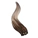 Full Shine 20 Inch Remy Hair Extensions Clip in Human Hair Ombre Clip in Hair Extensions for Thin Hair 120 Gram 10 Pcs Color 4 Brown and 18 Ash Blonde Double Weft