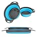 Collapsible Colander, 2 Collapsible Set, Learja Food-Grade Silicone kitchen Strainer Space-Saver Folding Strainer Colander, Sizes 8 inches - 2 Quart, and 9.5 inches - 3 quart. (Blue)