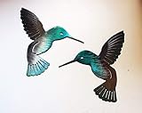 Hummingbird Teal Pair Metal Wall Art Decor 6