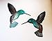 Hummingbird Teal Pair Metal Wall Art Decor 6