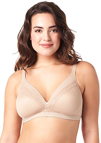Olga Women's Plus Size Cloud 9 Wire Free Triangle Bra, Toasted Almond, 38D