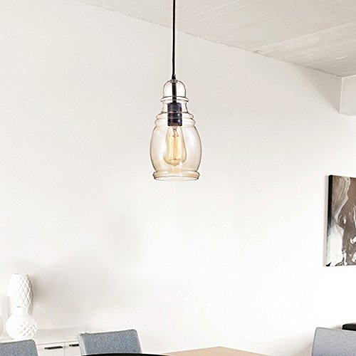 Jojospring Mariana Antique Black Mini Pendant with Cognac Long Oval Skinny Glass