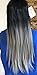 22” Thick Long Straight One Piece Clip in on Hair Extensions Black Gray Ombre Hairpieces with 5 Clips (22