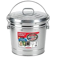 Behrens FBA High Grade 6110 10 Gal Silver Galvanized Steel Dry Storage Can W/Locking Lid