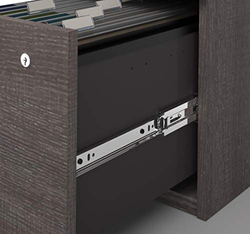Bestar Logan U or L-Shaped Executive Office Desk with Pedestal and Hutch in bark Grey, 66W - Thumbnail 7