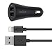 Belkin 2-Port 4.8-Amp USB Car Charger with 4' Lightning Cable (2.4 Amp per Port)