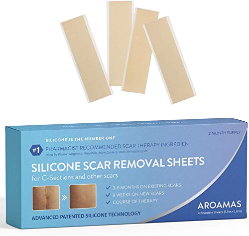 Aroamas Professional Silicone Scar Removal Sheets for Scars Caused by C-Section, Surgery, Burn, Keloid, Acne, and more, Soft Adhesive Fabric Strips, Drug-Free, 5.7