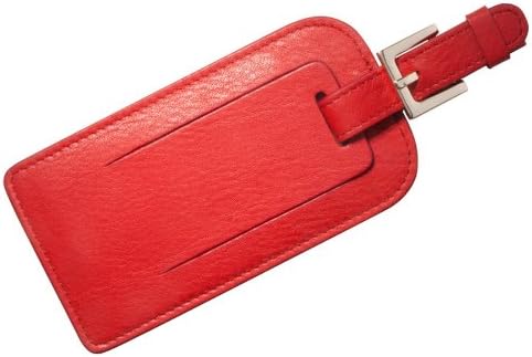 Calfskin Leather Luggage Tag, Red