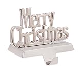 BirdRock Home Merry Christmas Stocking Holder | Holiday Greetings Mantle Fireplace Topper | Decorative Christmas Stocking Holder | Stainless Steel