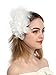 Fascinators Headband Tea Party Hats for Women Royal Wedding Hat Feather Mesh Hair Clip (7-White)