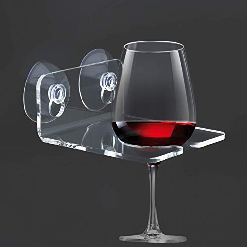 House Ur Home Bathtub Wine Glass Cupholder. Caddy Shower & Relax Bath with Powerful Strong Suction Cups, (1) Clear Acrylic