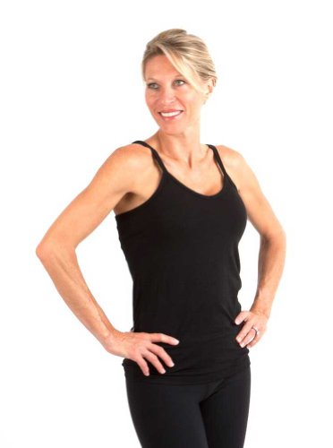 Spun Bamboo Women's Bamboo/Organic Cotton Camisole with Shelf Bra-Large-Black