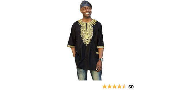 Black Cotton Dashiki African Shirt 