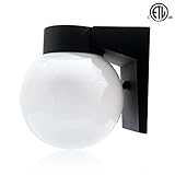 BWL Wall Mount Globe Outdoor Fixture,9 Watt(60W Equivalent Incandescent), 5000K Daylight White, Acrylic Globe, ETL Listed, Energy Star