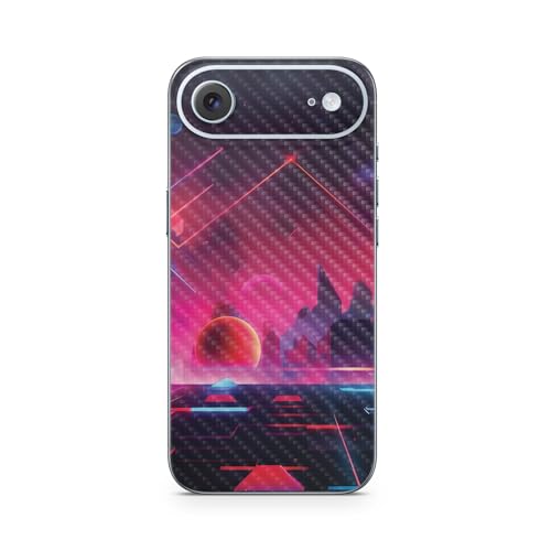 Carbon Fiber Phone Skin Compatible with Apple iPhone Air - Synthwave Planets -…